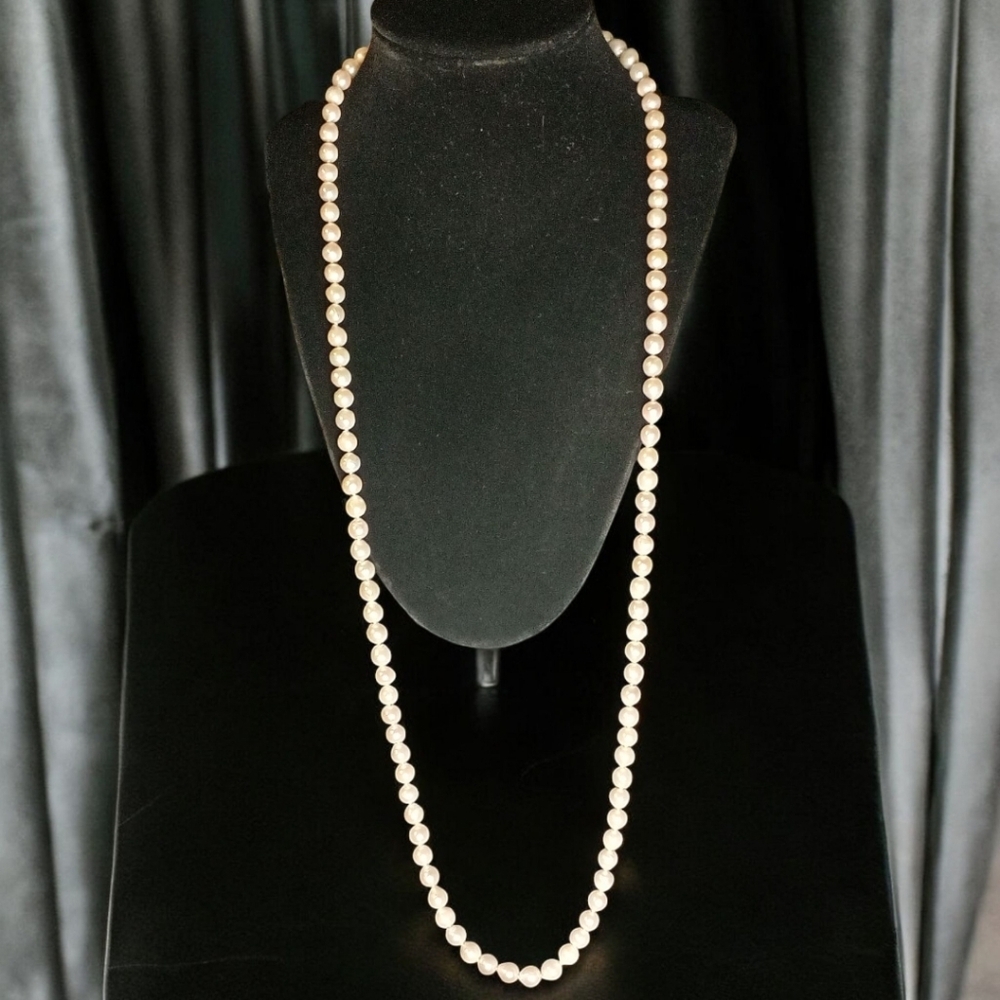 Reduced🔥6-6MM Akoya Pearls 32 inches Sterling Silver Coffee Bean Clasp